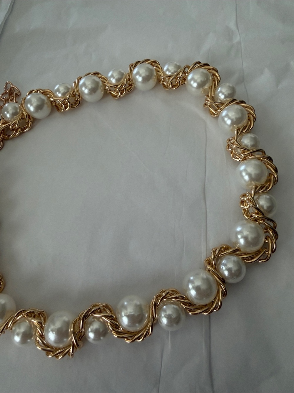 ZARA gold PEARL CHAIN NECKLACE